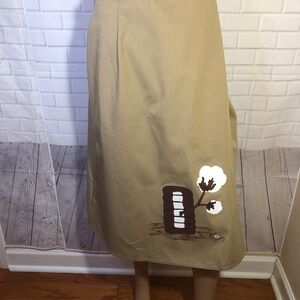 Daisy Beige A-Line Skirt with Floral Detail